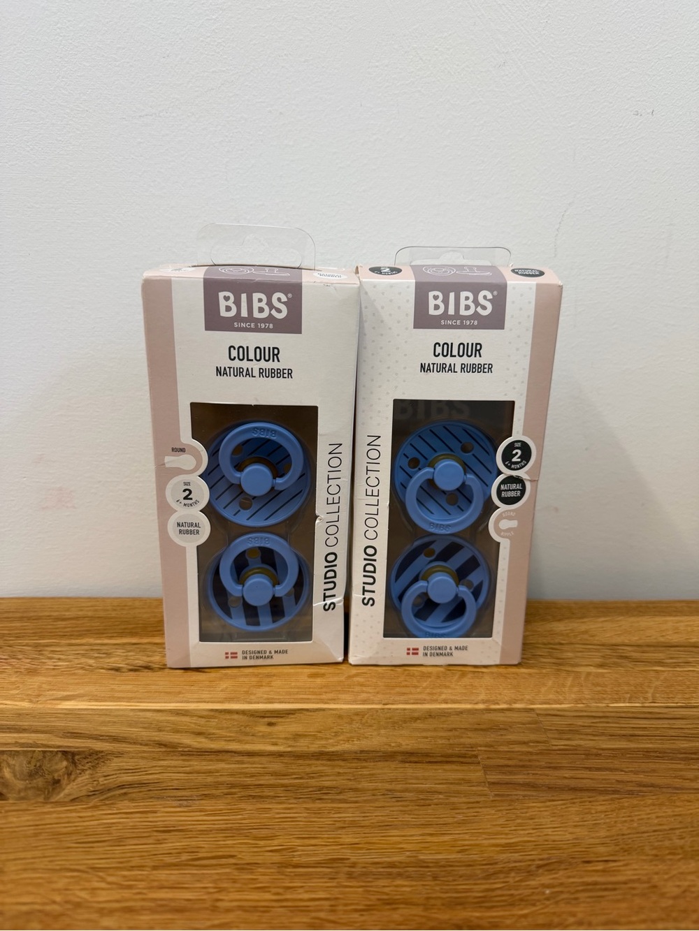 BIBS Colour Pacifier Size 2  6+ Months Studio Collection Pin Sky Blue - 2 Pack